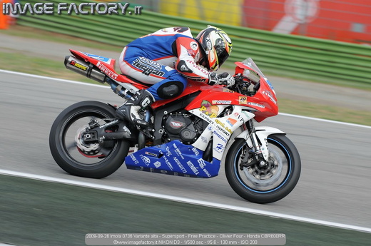 2009-09-26 Imola 0736 Variante alta - Supersport - Free Practice - Olivier Four - Honda CBR600RR